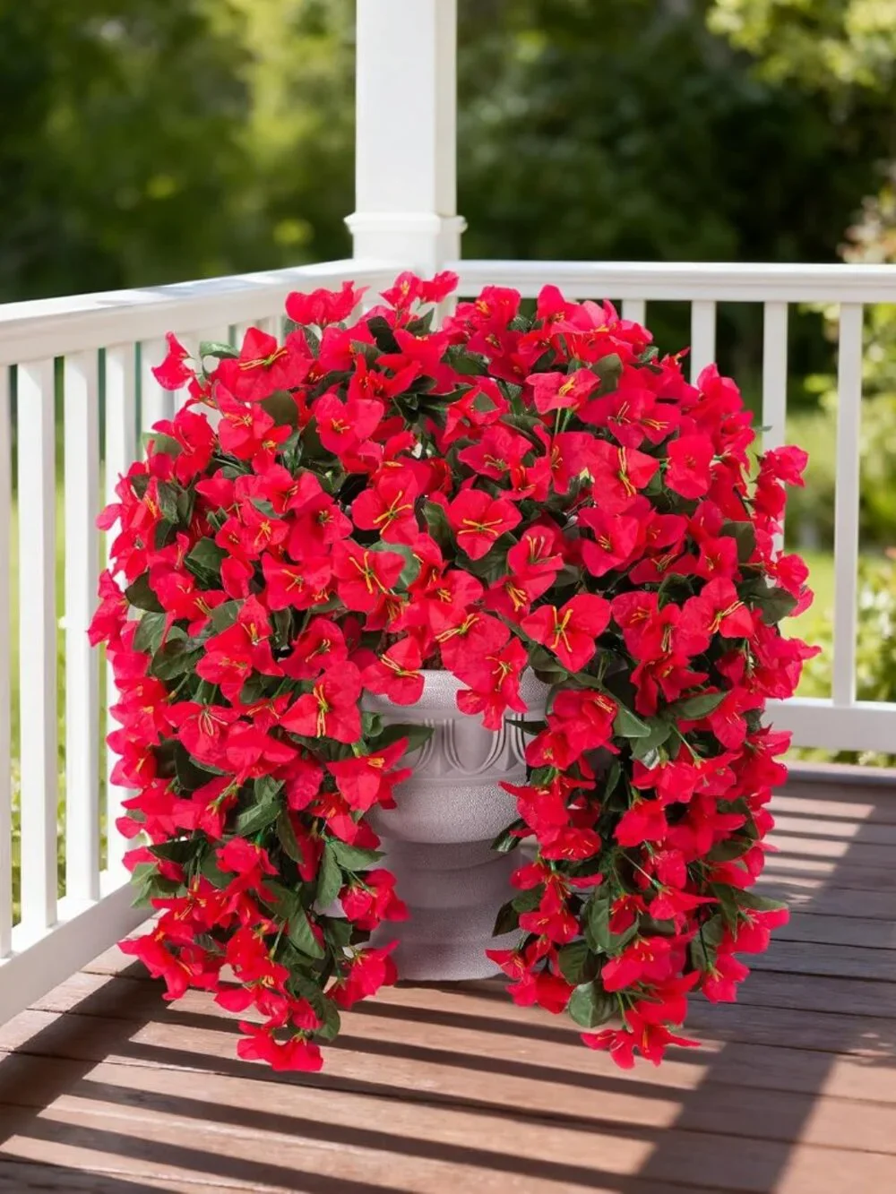 Artificial Red Geranium Flowers Silk Bush Set - Lot of 6 (12 Pcs Total)